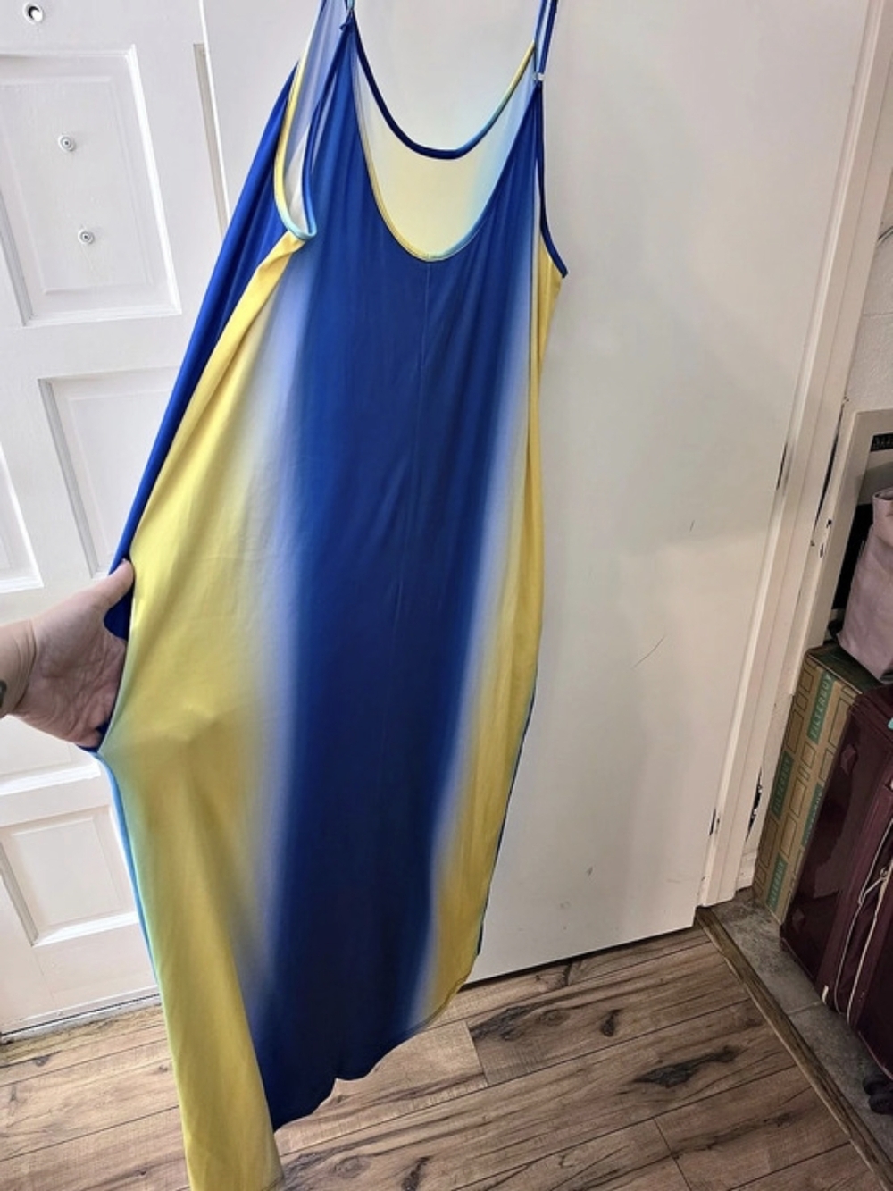 Maxi Dress in Blue & Yellow Size 3XL Like New